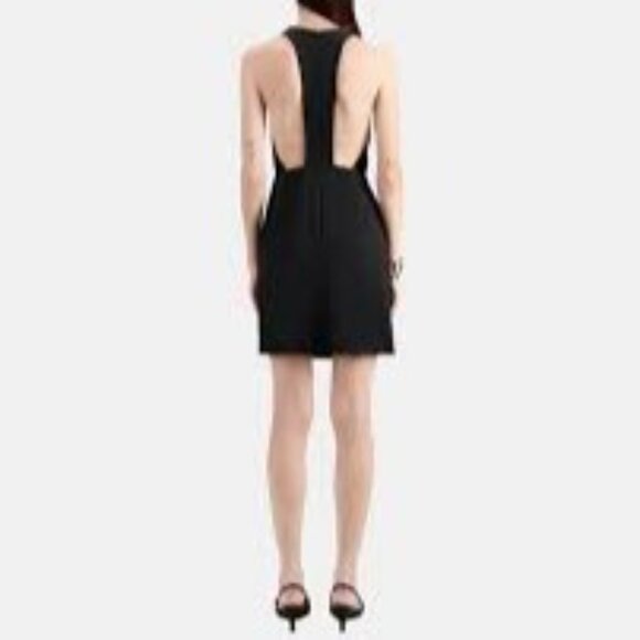 NWT The Kooples T Back Short‎ Black Crepe  Chain Neck Mini Dress Size FR2/US6 - Picture 3 of 10